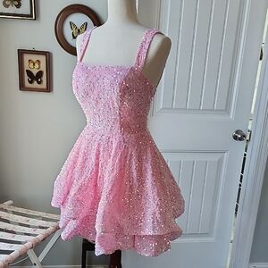 Sparkling Pink Mini Dress